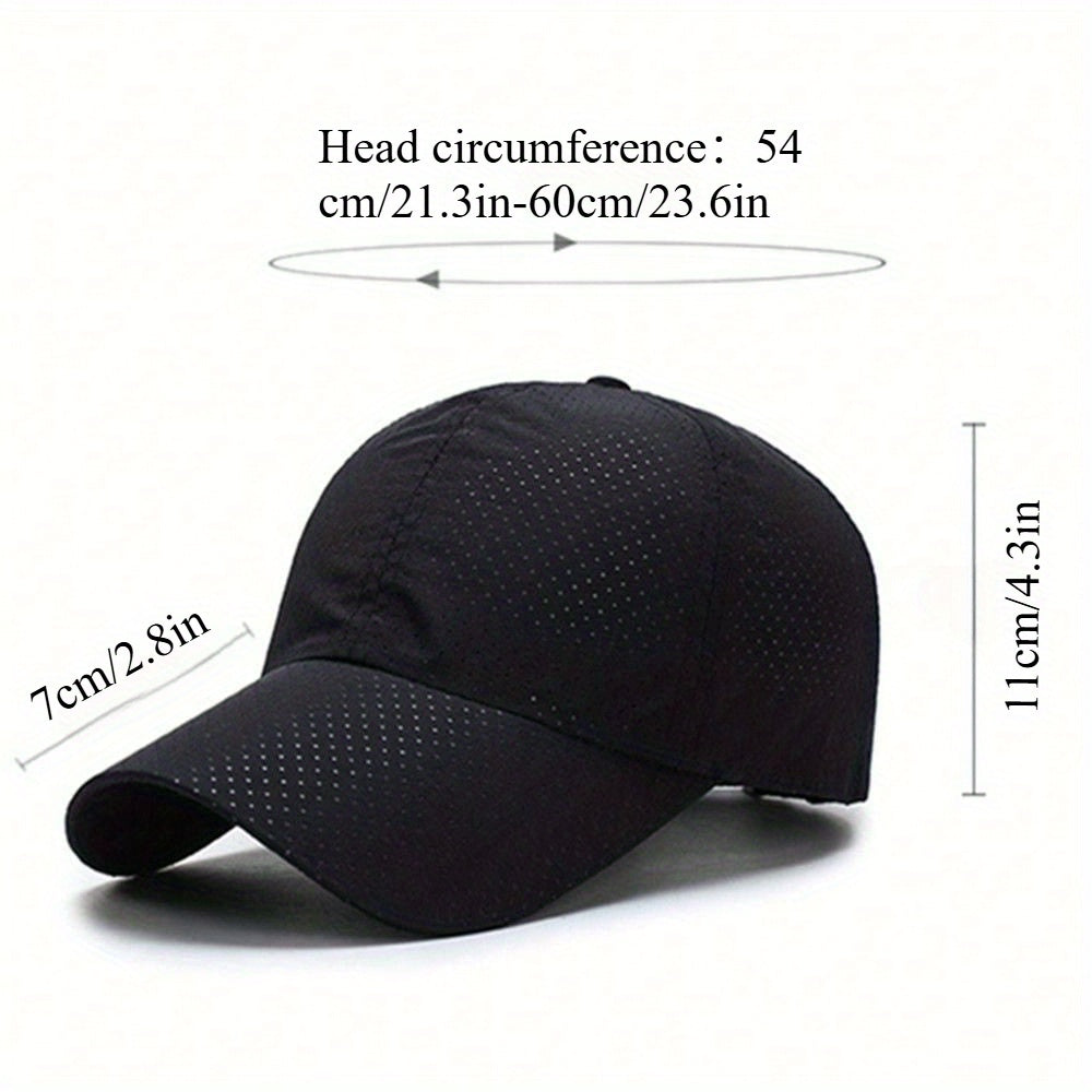 1pc Breathable Quick-Dry Mesh Baseball Cap for Men & Women - Adjustable Snapback, Lightweight Sun Hat for Outdoor Sports, Golf, Tennis, Running, Hiking, Camping - Black, Navy Blue, Dark Gray, Light Gray, Olive Green, Adjustab