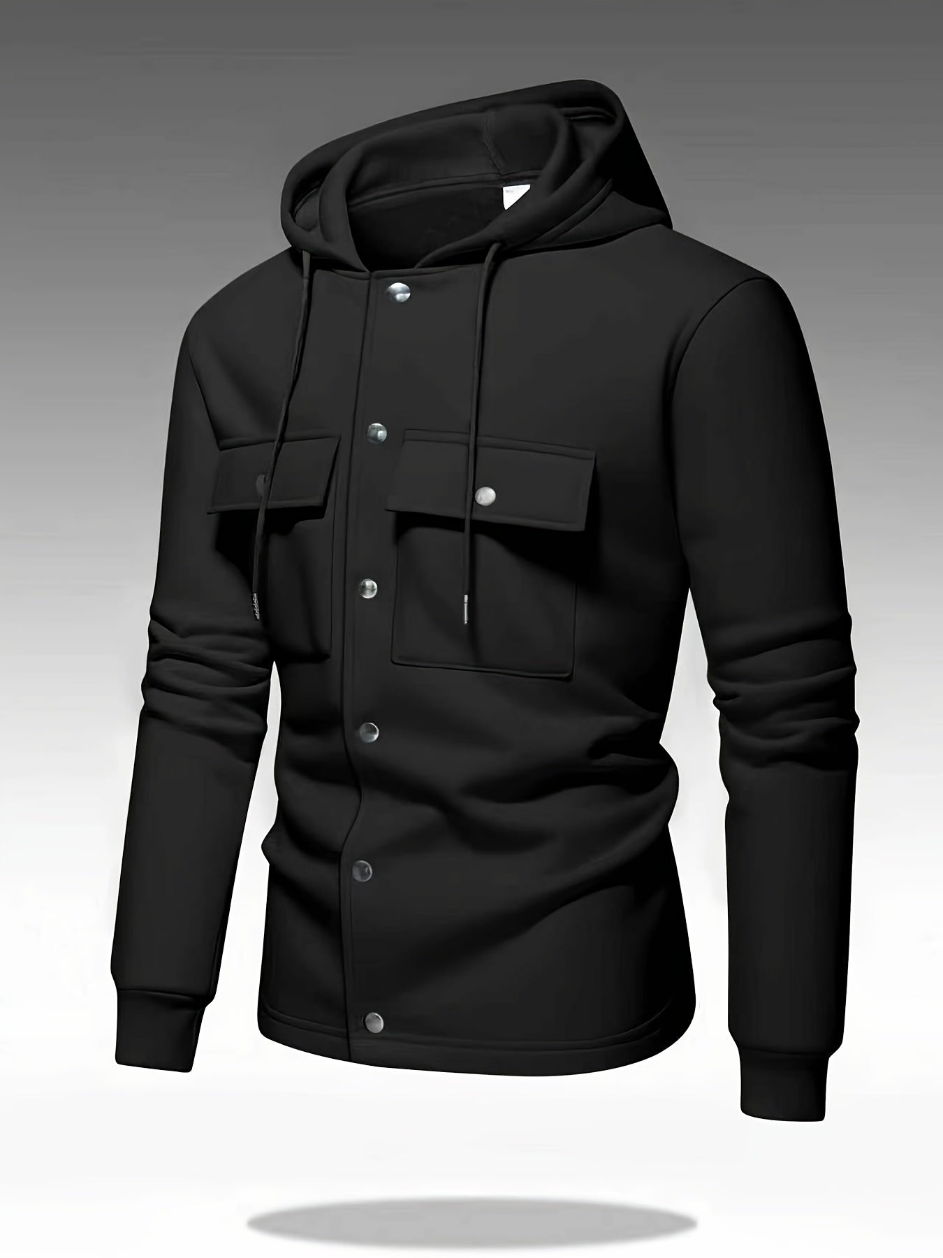 Men's Heavy-Duty Hooded Sweatshirt with Full-Zip Front & Utility Pockets - Olive Green Tactical-Style Outdoor Jacket, Long Sleeve Casual Pullover for Hiking, Camping, Casual Attire - Spring/Fall Layering Essential (Regular Fi