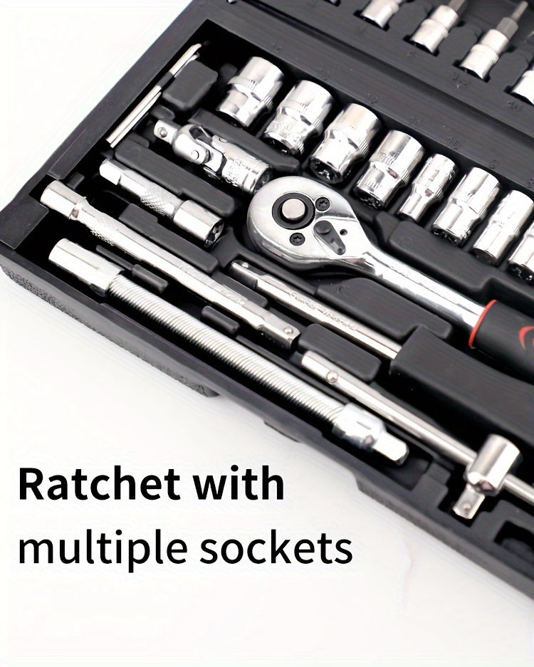 Repair Wrench Set, Ratchet Wrench Set, Socket Wrench Set, Designed for Various Environments Including Automotive Repair and Home Decoration, with Storage Box. 27-GJX