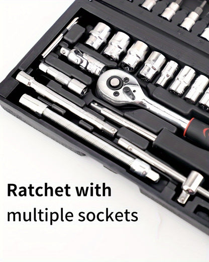 Repair Wrench Set, Ratchet Wrench Set, Socket Wrench Set, Designed for Various Environments Including Automotive Repair and Home Decoration, with Storage Box. 27-GJX