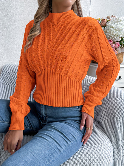 Autumn and Winter Casual Vacation Round Neck Sweater | Long Sleeved Solid Color Women'S Pullover, Medium Stretch Fabric, Regular Fit