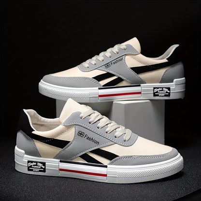 Men's Casual Skateboard Sneakers - Breathable Canvas, Non-Slip Lace-Up Shoes for All Seasons, Street Style