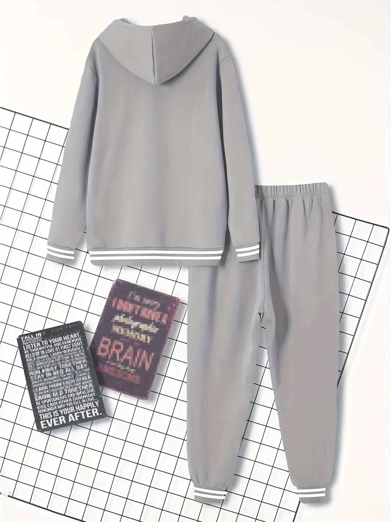 2pcs Men's Trendy BROOKLYN Letter Print Hooded Outfit, Hoodie & Pants Set, Men's Clothes For Spring Fall Winter, As Gift