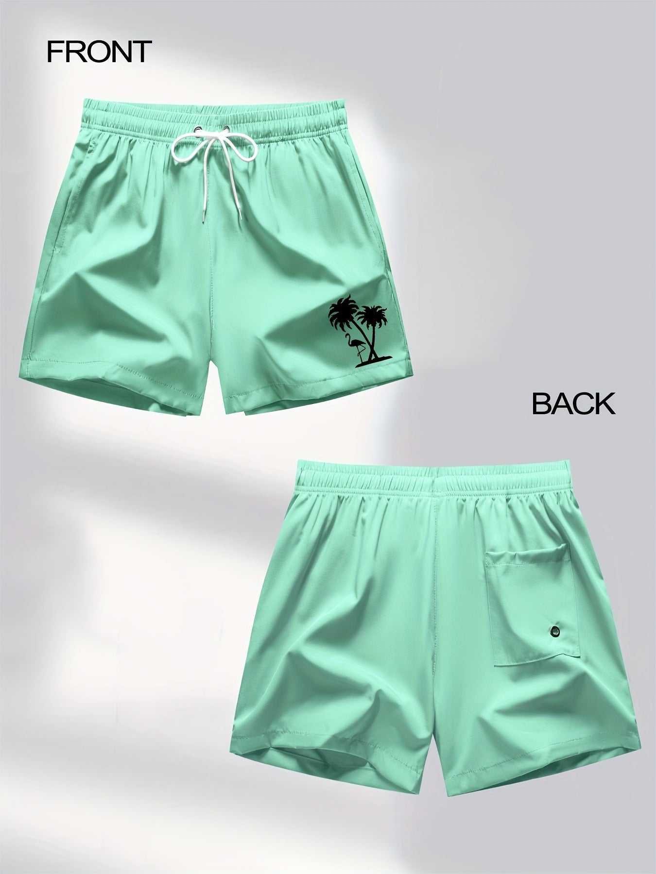 Men's Quick-Dry Flamingo Print Lightweight Beach Shorts