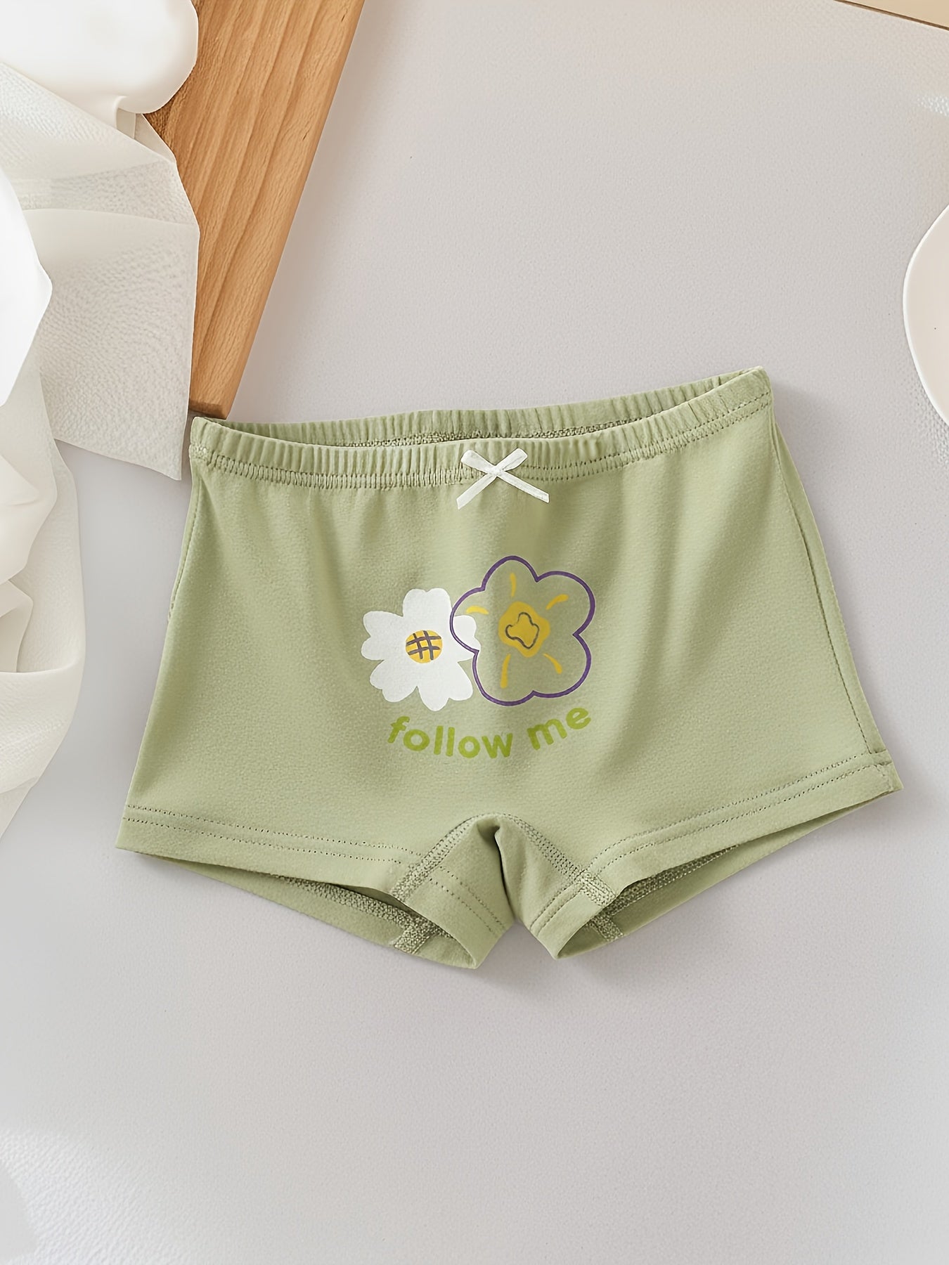 Girls' Cotton Boxer Underwear with Cute Rabbit Prints - 4 Pack