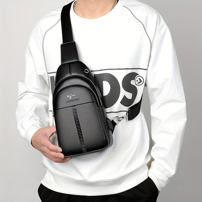 Men's Chest Bag Crossbody Shoulder Bag Small Fanny Pack Fashion Casual PU Leather Men's Satchel