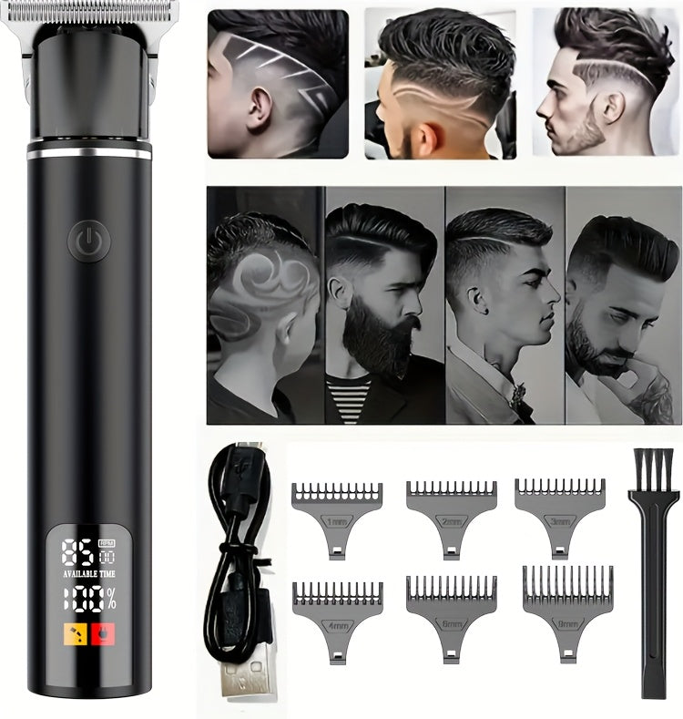 Men's Hair Trimmer, Hair Salon Electric Hair Clipper, USB Fast Charging, Men's Shaver, Shaving Scissors, Home Hairdressing Tools, Men's Facial, Comes with 6 Size Limit Combs, Surprise Gifts