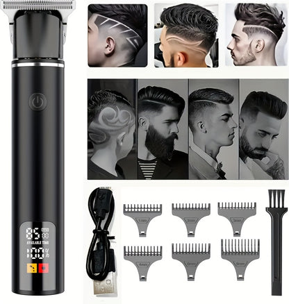 Men's Hair Trimmer, Hair Salon Electric Hair Clipper, USB Fast Charging, Men's Shaver, Shaving Scissors, Home Hairdressing Tools, Men's Facial, Comes with 6 Size Limit Combs, Surprise Gifts