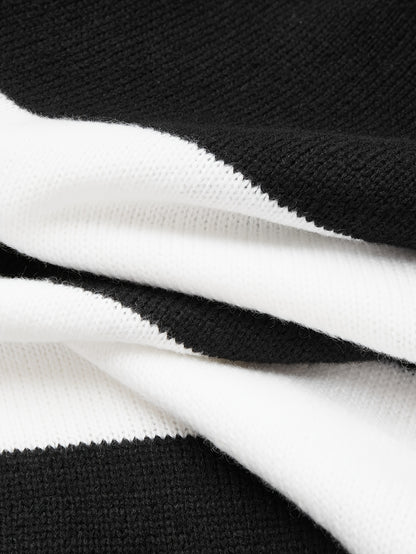 Տղամարդու բարձր օձիքով, շերտավոր տրիկոտաժե սվիտեր, գարնանային և աշնանային նորաձև գունավոր սվիտեր