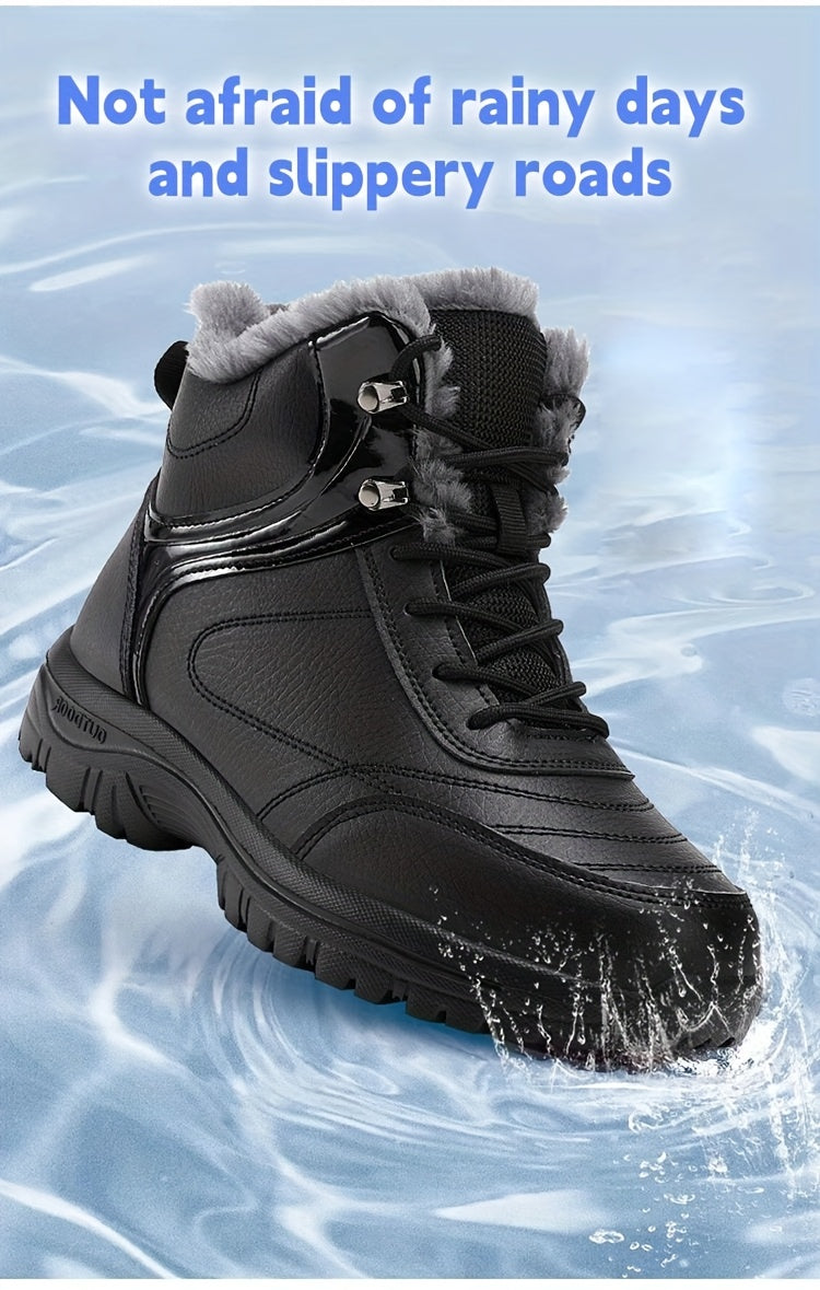 Men'S High-Top Snow Boots for Winter, Featuring Thickened Fleece for Warmth, Designed for Outdoor Activities with Slip-Resistant And Wear-Resistant Properties.
