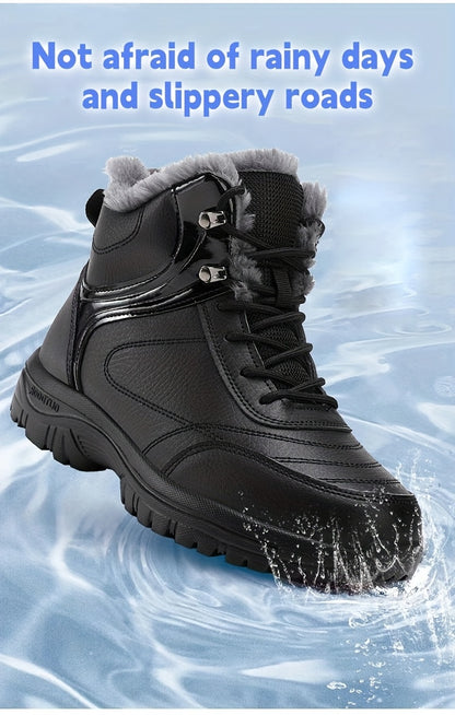 Men'S High-Top Snow Boots for Winter, Featuring Thickened Fleece for Warmth, Designed for Outdoor Activities with Slip-Resistant And Wear-Resistant Properties.
