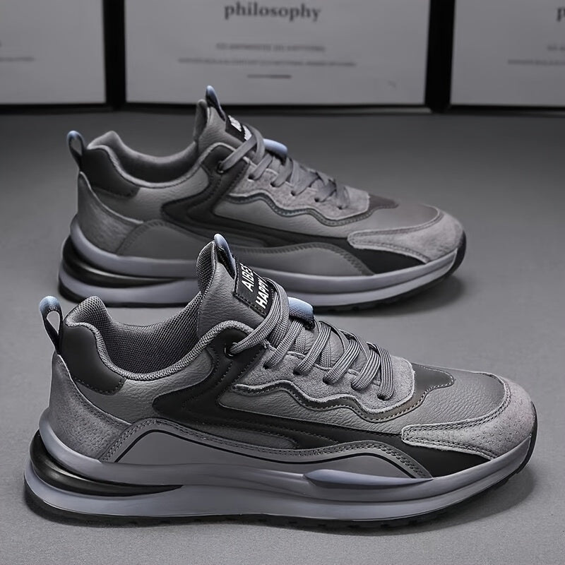 Men'S Lightweight Breathable Sneakers - Black  Gray Low-Top Lace-Up Shoes with Non-Slip PVC Sole, Durable Casual Sneakers for Running, Walking  Casual Attire, Running Shoes