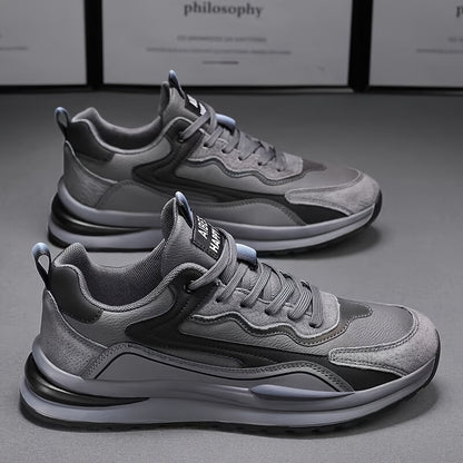 Men'S Lightweight Breathable Sneakers - Black  Gray Low-Top Lace-Up Shoes with Non-Slip PVC Sole, Durable Casual Sneakers for Running, Walking  Casual Attire, Running Shoes