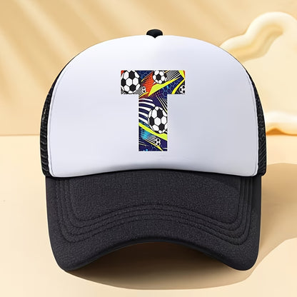 Boys' Breathable Soccer Alphabet Mesh Baseball Cap - Summer Style
