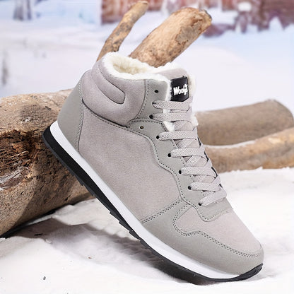 Men&apos;s Fleece-Lined Winter Boots - Warm & Durable -like Upper, Shock-Absorbing Cushioned Insole, Lace-Up Mid-Calf Ankle Boots with Traction Tread - All-Terrain Traction for Snow, Ice, Mud, Grass - Ideal for Hiking, Gym, E