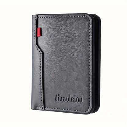 1pc Men'S Vintage Faux Leather Credit Card Wallet, Slim and Soft Design, Multiple Card Slots, Business Style Driver'S License Card Holder, Travel Zero Wallet