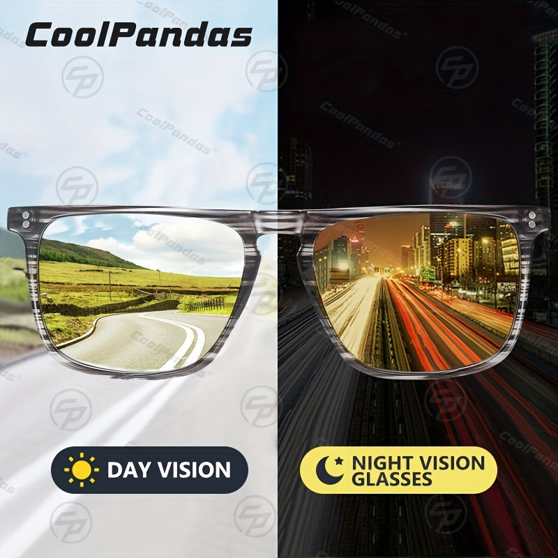 Unisex Square Frame Photochromic Sunglasses for Outdoor Use