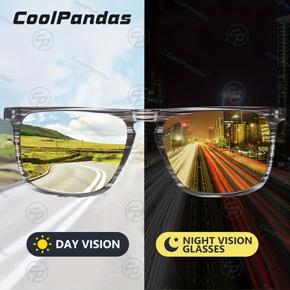 Unisex Square Frame Photochromic Sunglasses for Outdoor Use