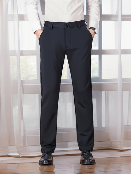 Versatile Men's Straight-Leg Pants - Casual & Business Formal, Stretch Fabric, Perfect for Any Occasion