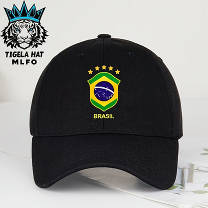 Lightweight BRASIL Printed Baseball Cap for Men, Adjustable Sports Hat