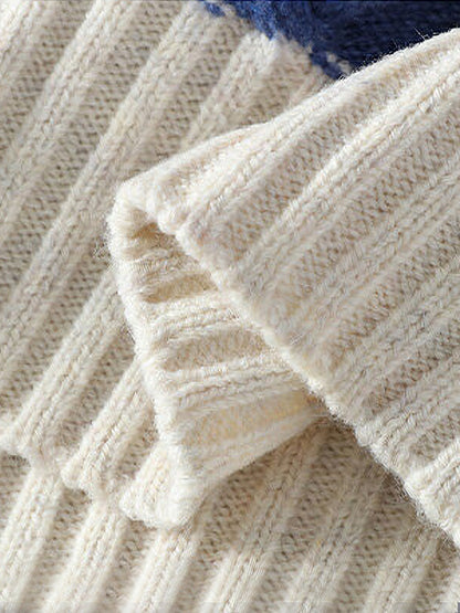 Տղամարդու ձմեռային տաք, հաստ տրիկոտաժե սվիտեր՝ գունավոր բլոկներով կլոր վզնոցով և թևքով, առօրյա և հարմար երեկոյան ժամադրությունների համար, լվացքի մեքենայով լվացվող սվիտերներ եղանակի համար