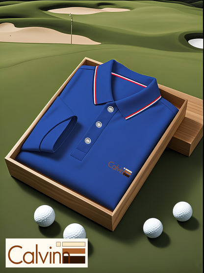 A Single-pc Men'S Polo Shirt with Letter Patterns, Golf Shirt, Breathable Fabric, Cool And Comfortable | Soft And Breathable, Striped Short-Sleeve T-Shirt with Button Details, Solid Color Casual, Regular Fit Multi-Color Set, - ayq
