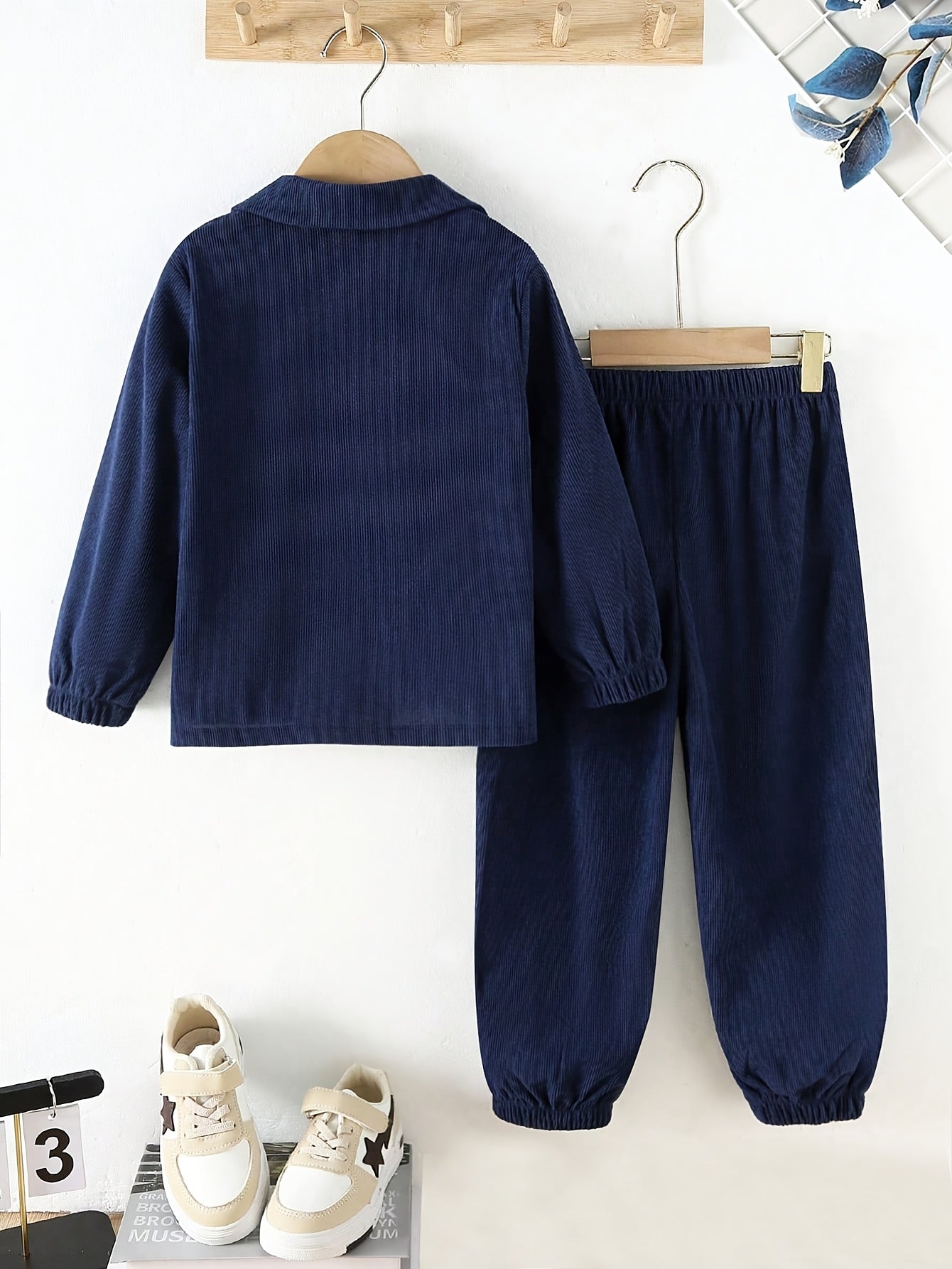 Boys' Casual Corduroy Set with Long-Sleeve Jacket & Pants