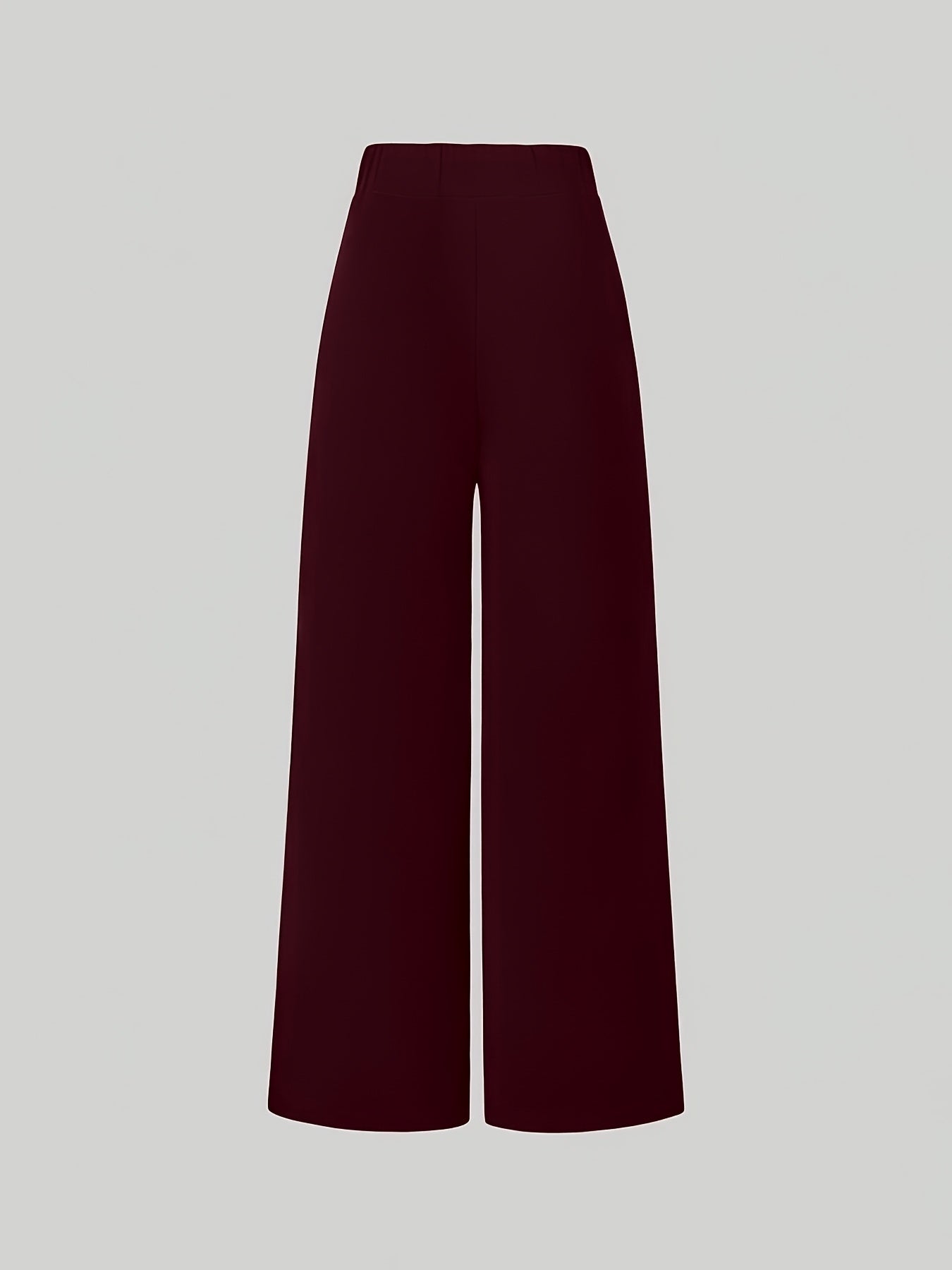 Elegant Wide-Leg Stretch Pants for Women - Solid Color, All Season