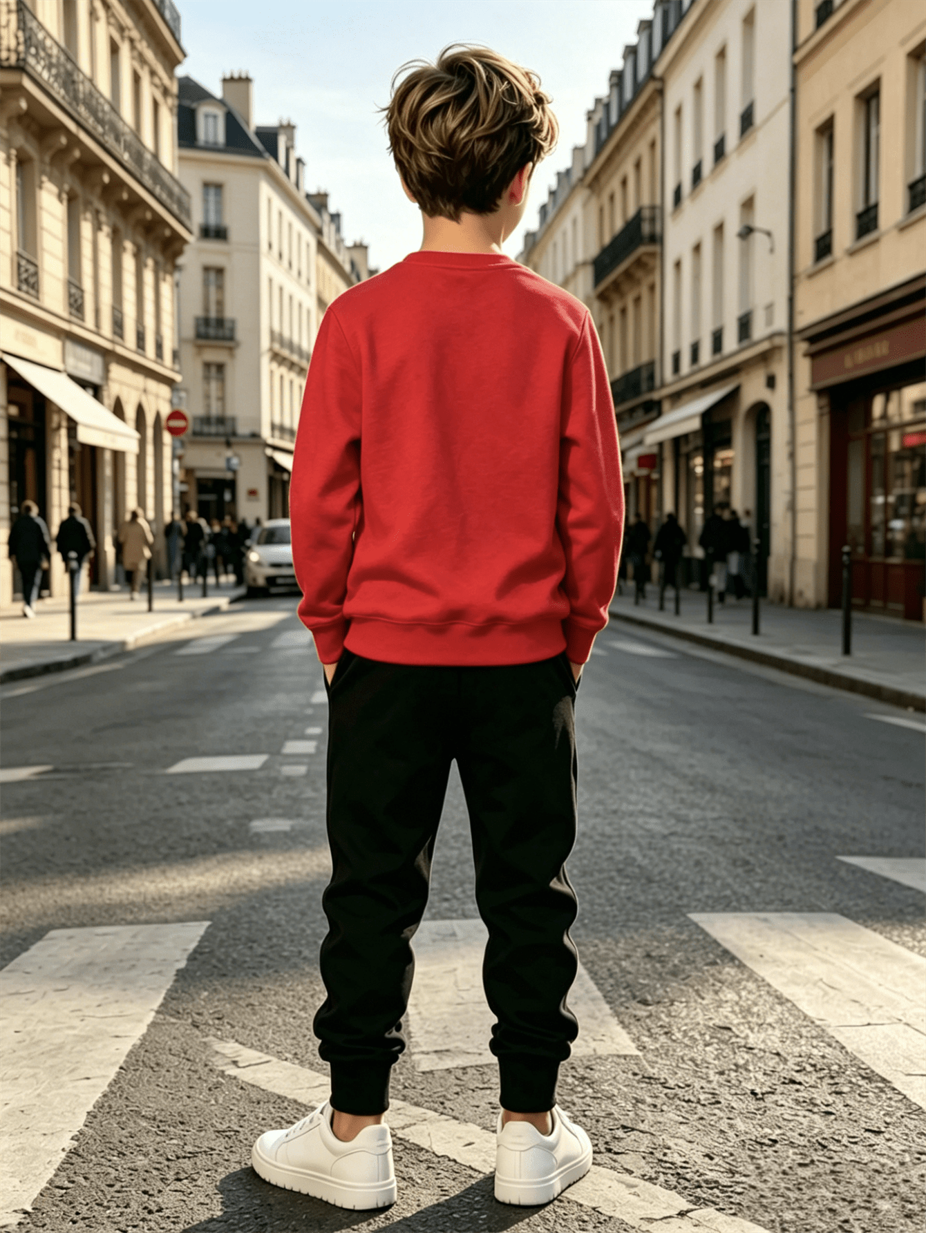 Boys' Mountain Peak Print Hoodie and Pants Set, Soft Polyester