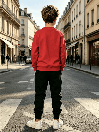 Boys' Mountain Peak Print Hoodie and Pants Set, Soft Polyester