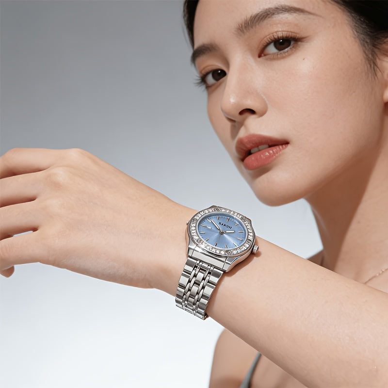 Women's Quartz Stainless Steel Casual Wrist Watch with World-Time
