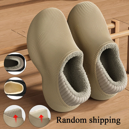 Men's Casual Slip-On EVA Slippers with Fleece Lining for Fall Winter