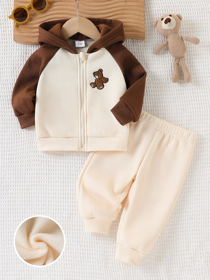 Newborn Boys' Autumn Winter Hooded Sweatshirt & Pants Set