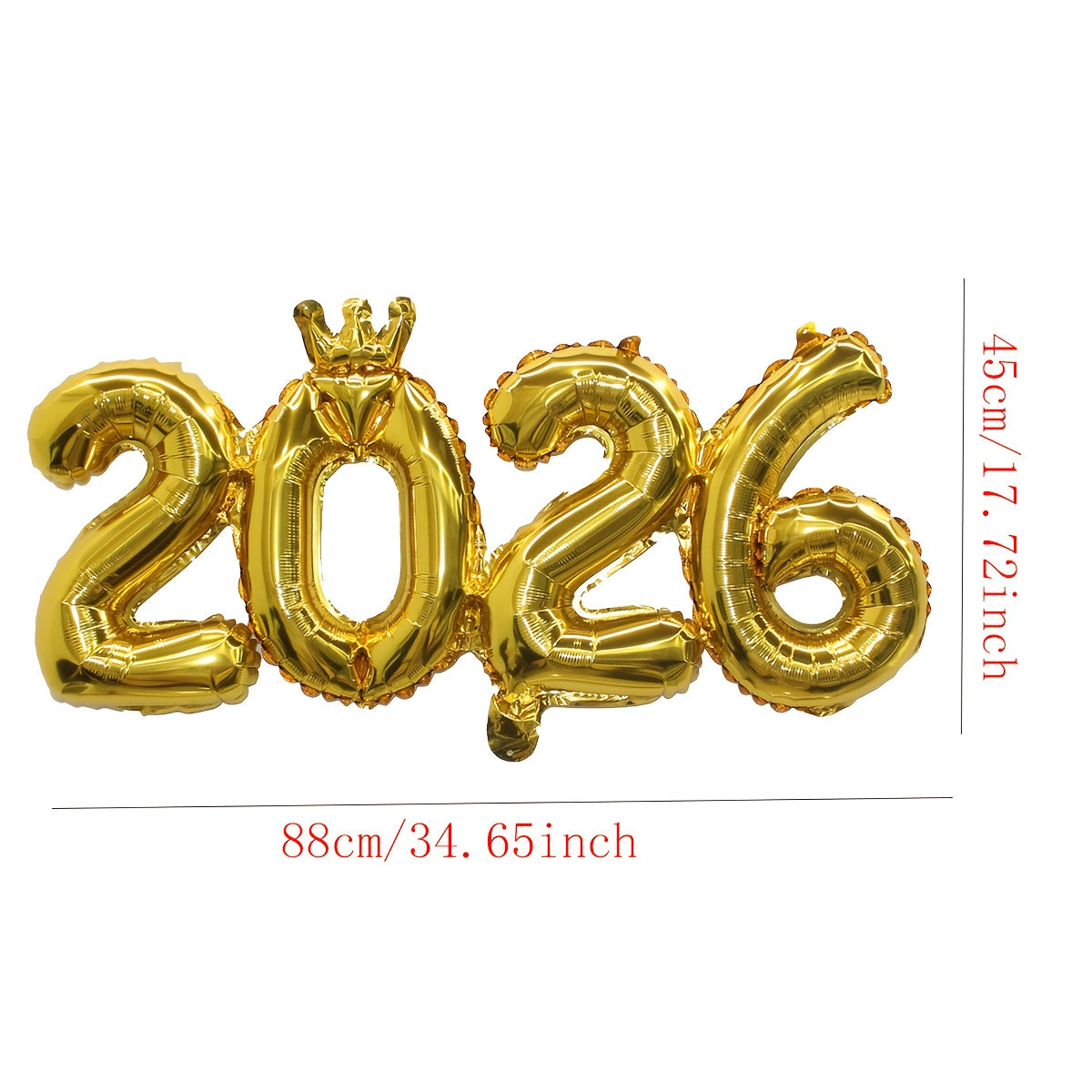 1pc Golden & Silvery Crown 2026 Number Aluminum Foil Balloon - Elegant Golden & Silveryy Finish, No Electricity Needed, Perfect for Christmas & New Year Decorations, Festive Party Supplies, Christmas Decorations, Best for Chr