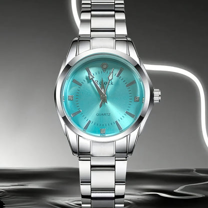 1pc Fashionable Women's Quartz Watch, Round Analog Display, Shock-Resistant Alloy Case & Band, Non, Button Battery - Elegant Timepiece