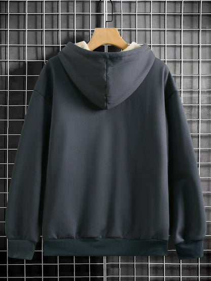 Women'S Thick Fleece Hooded Sweatshirt with Cute Bear Print & Plush - Cozy Winter Warmth, Drawstring Hood & Pockets, Casual Retro Style, Machine Washable For Fall/winter Commuting & Daily Wear, Winter Sweatshirt, Seasonal Fas