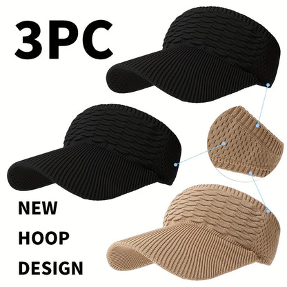 3-Pack Breathable Knit Beanies with Wave Pattern for All-Season Wear