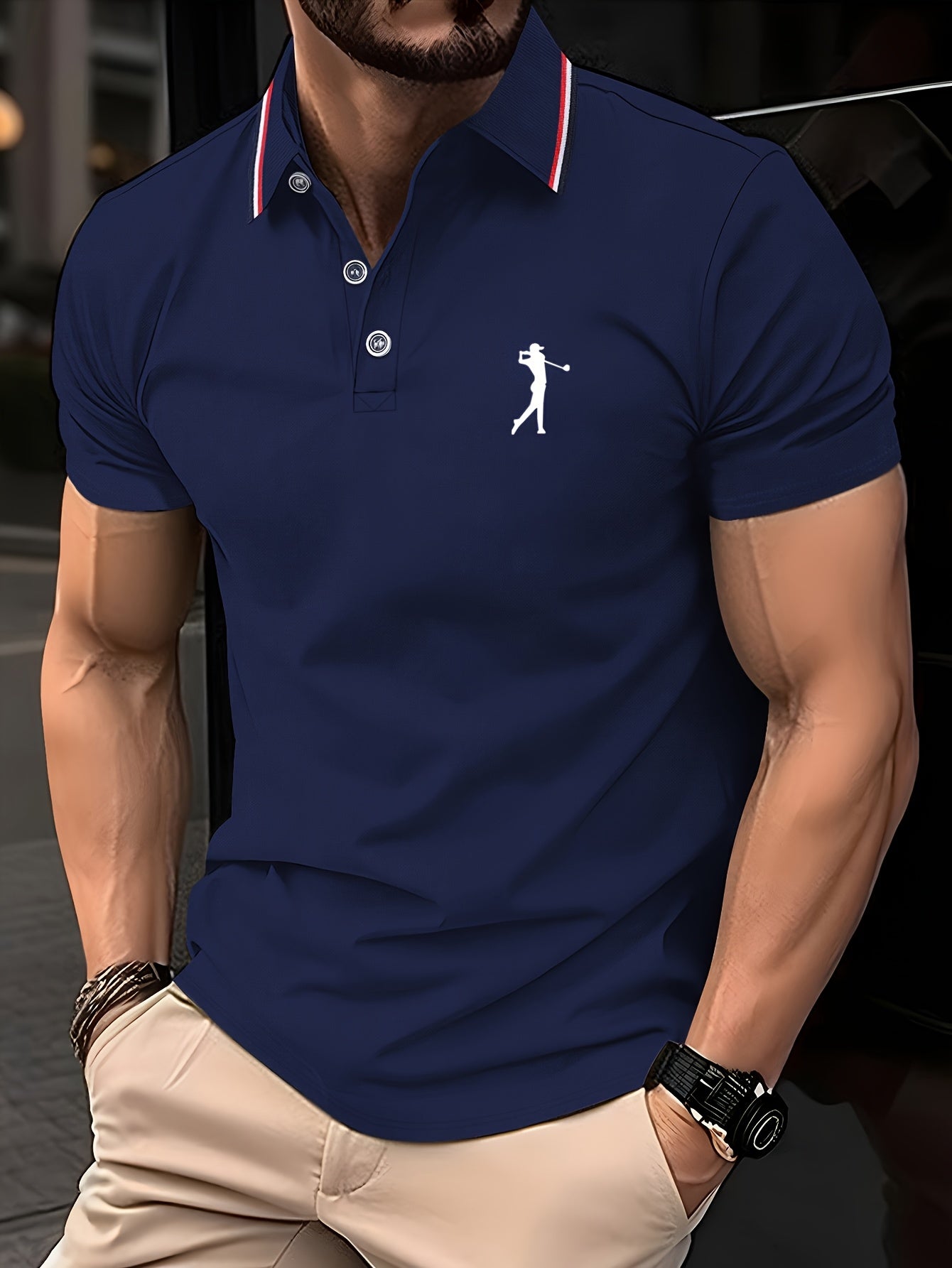 Golf Print Polo վերնաշապիկ, տղամարդու վերնաշապիկ, ամառային պատահական կարճաթև վերնաշապիկ