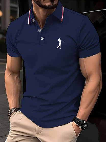 Golf Print Polo վերնաշապիկ, տղամարդու վերնաշապիկ, ամառային պատահական կարճաթև վերնաշապիկ