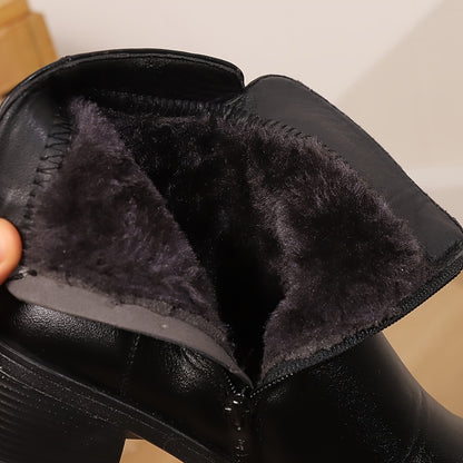 Կանացի ասպետական ձմեռային արտաքին կոշիկ, Սուրբ Ծննդյան նվեր, հաստացված, բրդյա երեսպատմամբ, հարմարավետ, ցրտից պաշտպանող, չսահող, դիմացկուն, կարճաճիթ կոշիկ