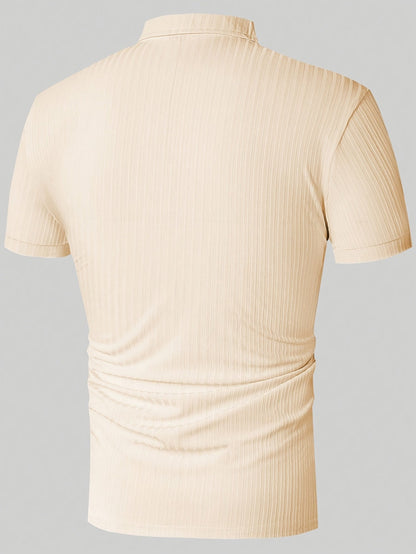 Men's Vintage Short Sleeve Polo Shirt - Soft Stretch Polyester - ayq