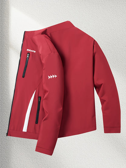 Unisex Casual Sport Bomber Jacket with Stand Collar for Spring-Fall
