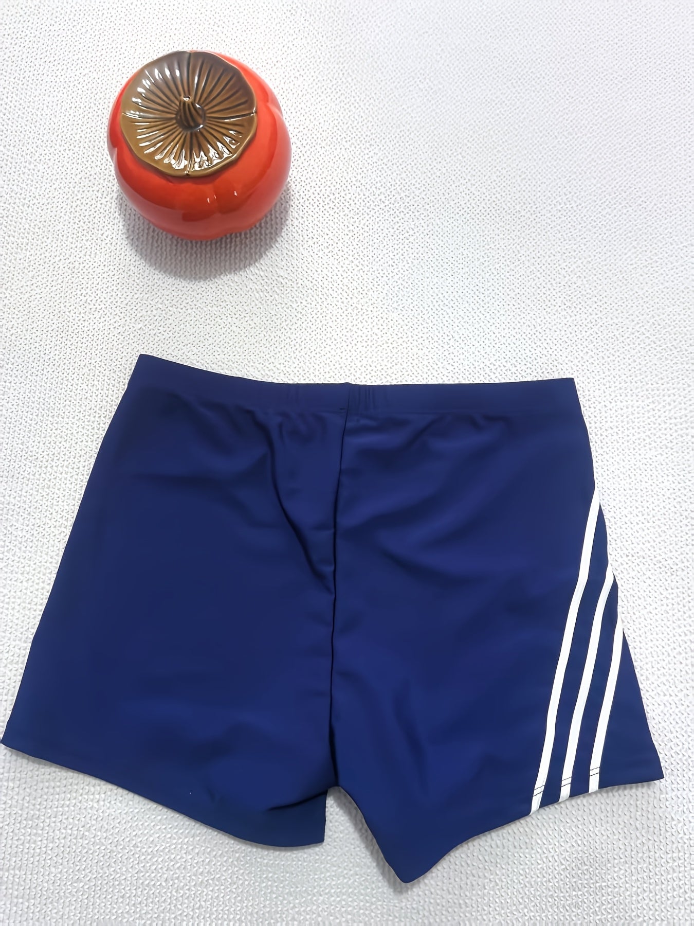 Men's Slim Fit High-Stretch Stripe Drawstring Swim Trunks