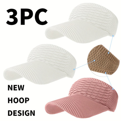 3-Pack Breathable Knit Beanies with Wave Pattern for All-Season Wear