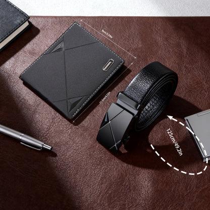 2pcs Men's Business Wallet and Belt Set, Essential Business Accessories for Men to Enhance Style in Workplace and Daily Life, Unmissable Business Outfit for Men (No Box)