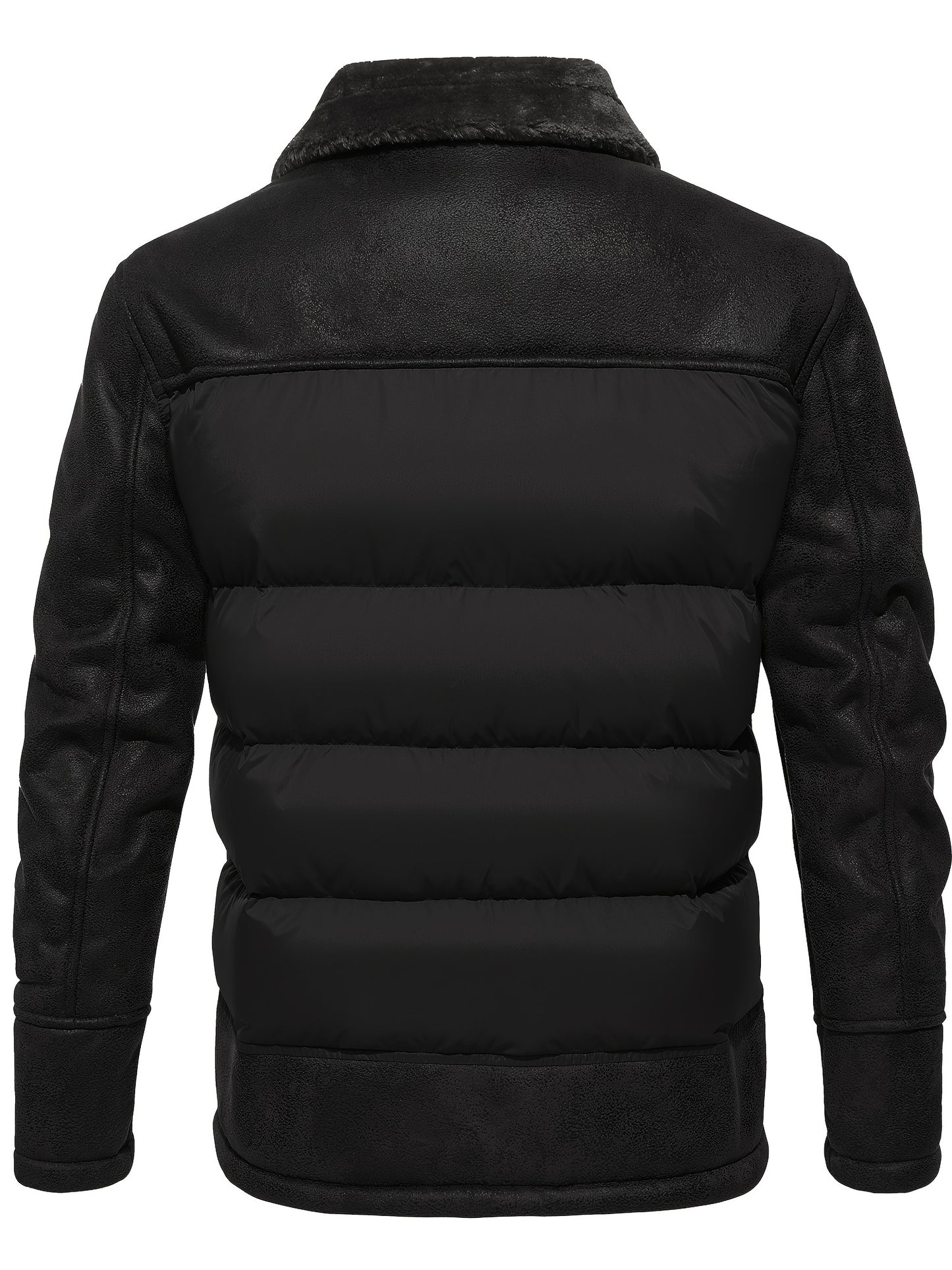 Տղամարդու առօրյա բաճկոն՝ արհեստական ​​մորթուց օձիքով, 100% պոլիեսթեր, միագույն, երկար թևքերով, կայծակաճարմանդով, սովորական չափսերով, գործվածքով, 60 գ/մ² աստառով արշավային բաճկոն