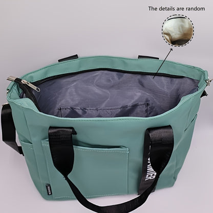 Multi-Pocket Tote Bag, Crossbody Travel And Work Shoulder Bag, Portable And Durable With Adjustable Strap For School And Daily Use