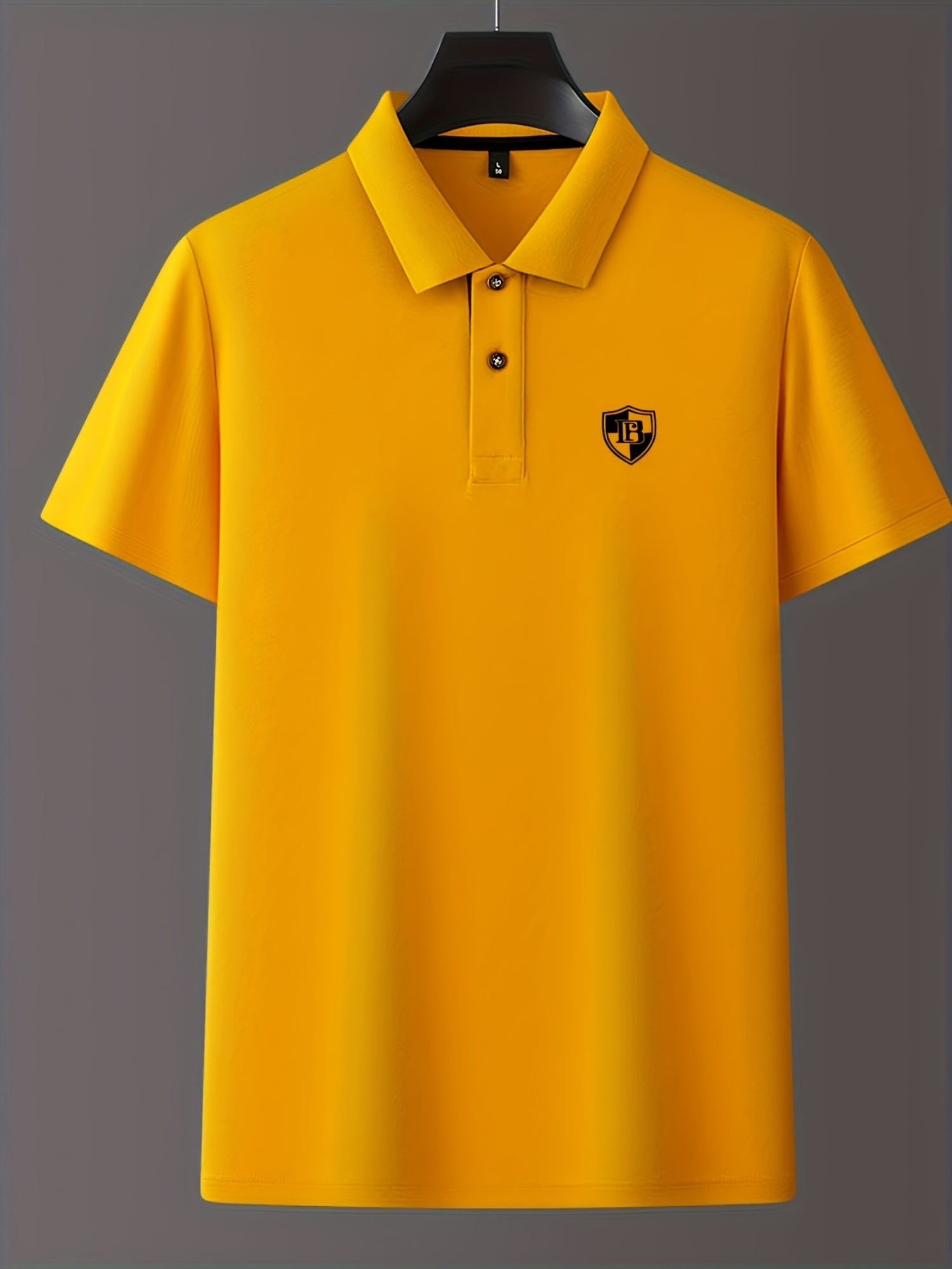 Men'S Fashion Short-Sleeve POLO Shirt | Contrast Rib-Knit Collar with 3D High-Frequency Print | Casual Style, Regular Fit, Summer Season - ayq