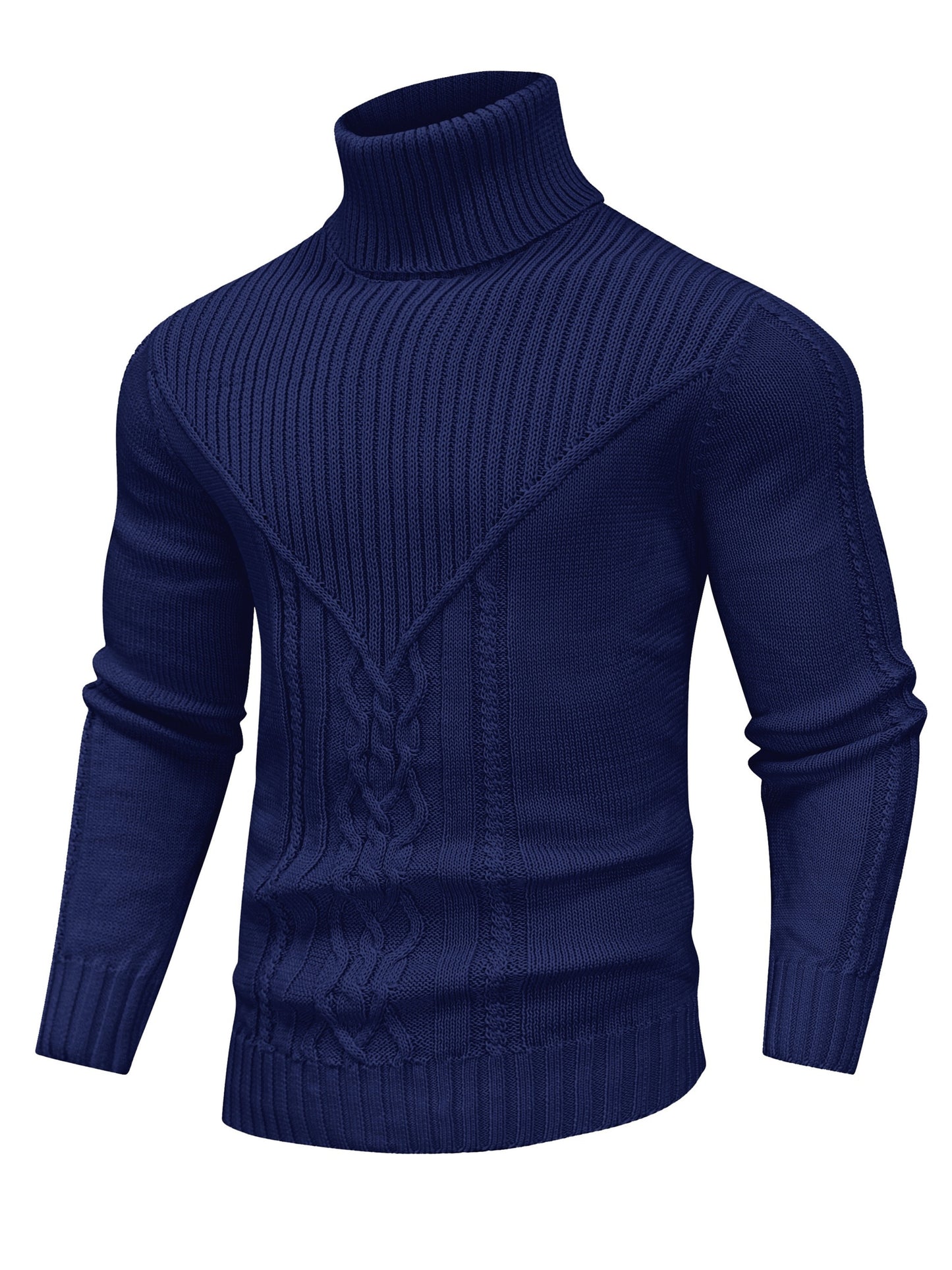 Men'S Casual Winter High Neck Turtleneck Sweater | Black Solid Color, Medium Stretch Fabric, Regular Fit, Hand Wash Only, Sleek Knitwear, Long Sleeve, Rib-Knit Detail