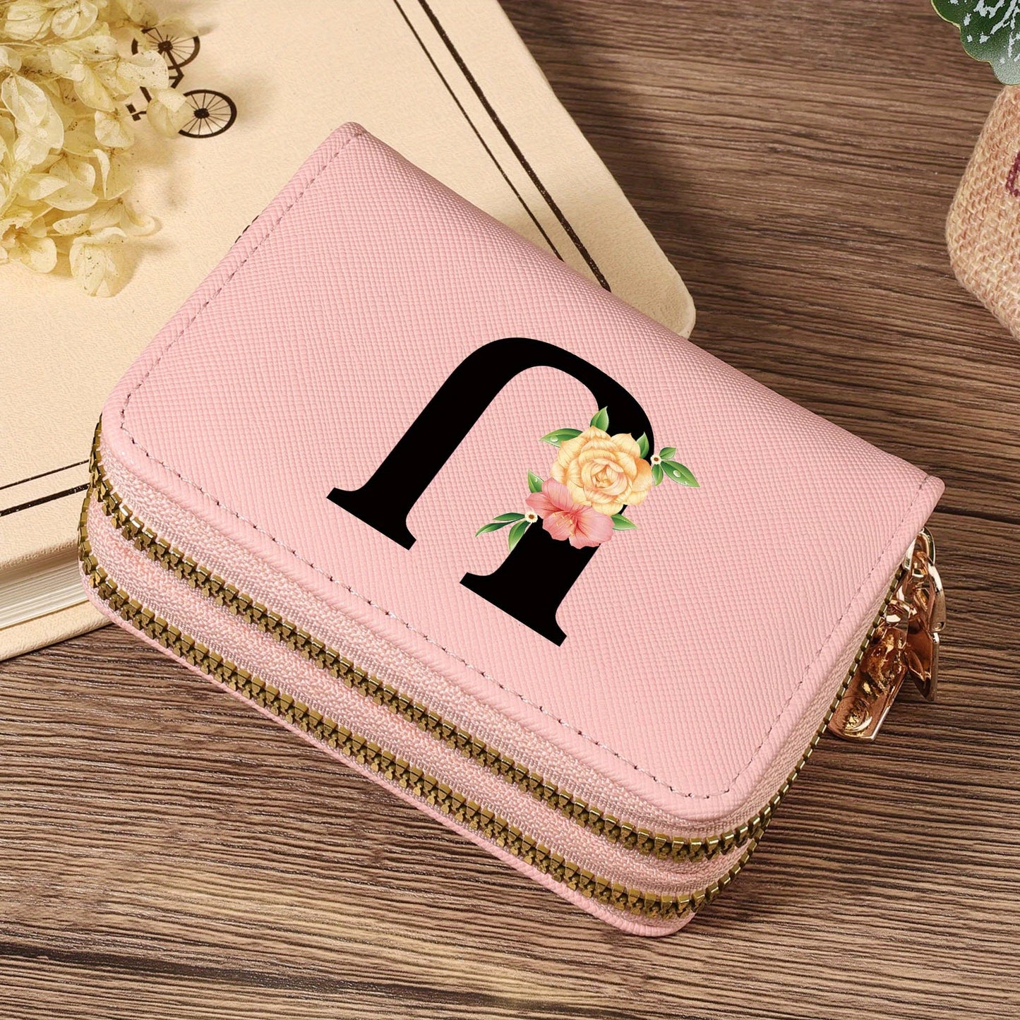 Women's Lightweight Wallet - Compact Zipper Purse with Multiple Card Slots & Coin Pocket, Elegant Monogram Initials, Secure Closure for Everyday, Travel, Gift - Women's Credit Card Organizer, Everyday Carry Purse, Stylish Ini